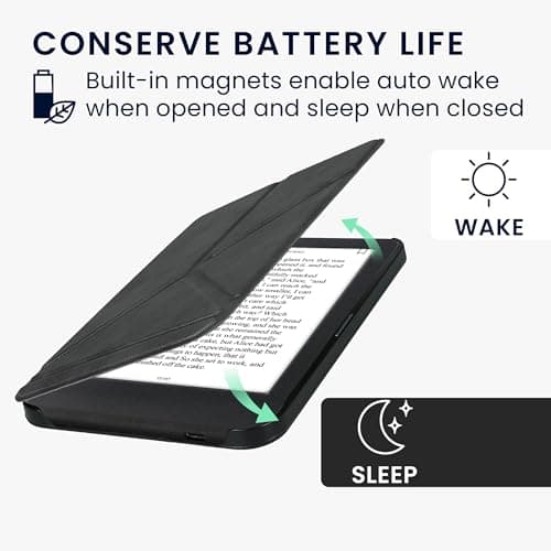 kwmobile Cover for Kobo Clara BW/Colour Case - Slim PU Leather eReader Cover with Stand and auto sleep funktion - Anthracite — view 3