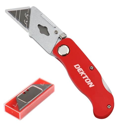 Dekton Folding Metal Tradesman Knife with Ergonomic Handle Rapid Blade Change Zinc Alloy Body Belt Clip and Folding Lock Includes Spare Blades for Vinyl Rubber Plastics and Carpet — view 6