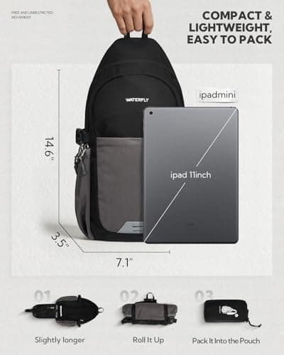 Waterfly Foldable Sling Bag Men Women, Anti Theft RFID Crossbody for Travel — view 3