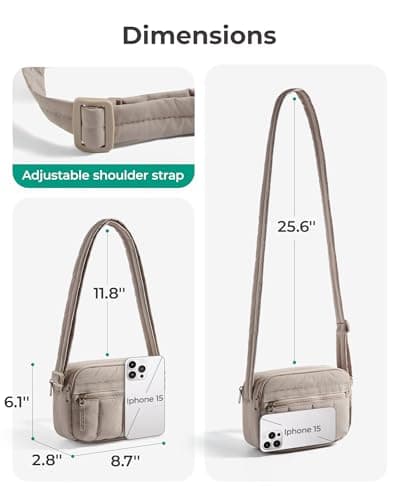 bagsmart Cross Body Bag Women, 2.4L Crossbody Purse Mini Puffy Shoulder Handbag Wallet with RFID Blocking Slots for Travel Daily Hiking, Baby Pink-small — view 5