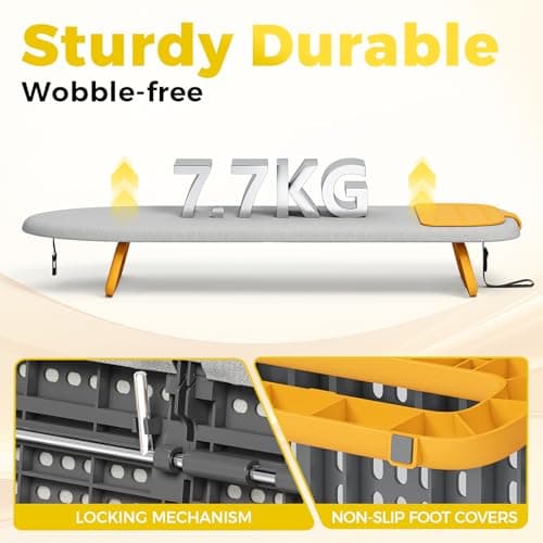 KINGRACK Small Tabletop Ironing Board with Iron Mat,30×81cm,Grey — view 6