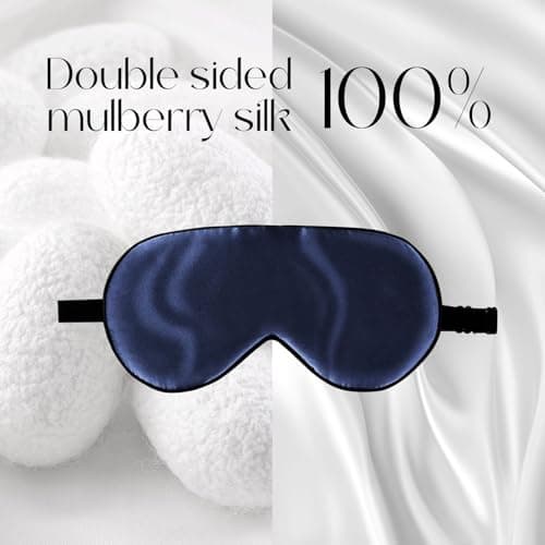 ZIMASILK 100% Natural Silk Eye Mask Blindfold, Adjustable Strap Super-Smooth Soft Sleep Eye Mask for Sleeping with Bag(Navy Blue) — view 3