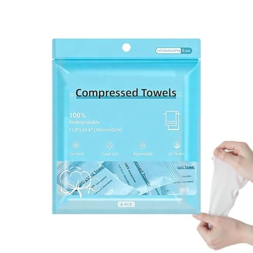 Compressed Towels Set, With 6 Pieces Ultra Absorbent Expandable Design, 30x60cm, Portable Travel Washcloth Tablets, Soft Quick Dry Bath Towels, For Camping Gym Hiking Hotel Beach Travel Use — view 2