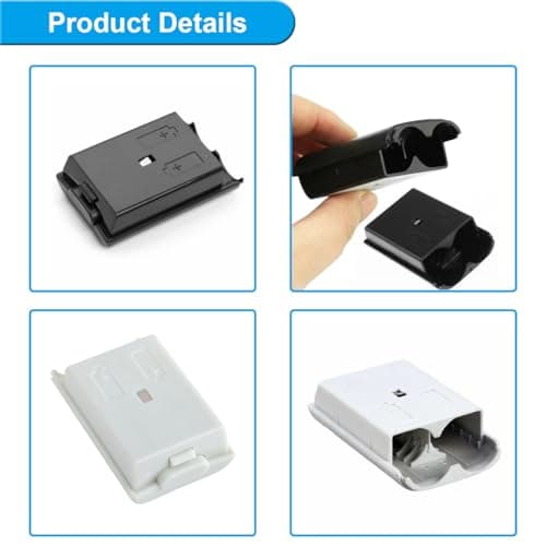 ZHUROUPU Replacement Battery Cover Pack for Xbox 360 Wireless Controller, battery back cover case shell Accessories for Microsoft for xbox 360 with 6 DIY joystick caps (3 x Black, 3 x White) — view 3