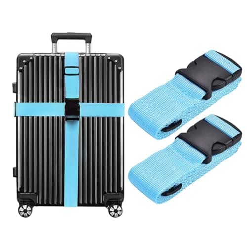 Luggage Straps - Suitcase Straps, Adjustable Luggage Belt, Thickened Packing Belts, Baggage Security Straps, Travelling Luggage Accessories for Handbag, Luggage, Suitcase, Carts (Blue, 2PCS)