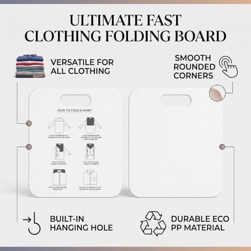 Zerodis Shirt Folding Board, Cloth Fast Folder T Shirts Laundry Folder Organizer Clothes Folding Board Plastic Laundry Folder Home Storage Tool for Laundry, Garment Factory, Family Storage Room(White) — view 3