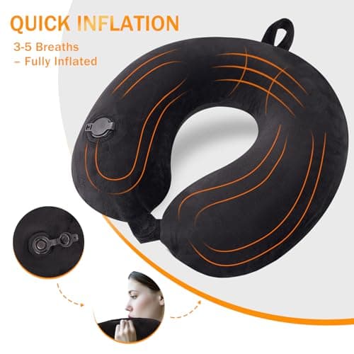 JetsCush Inflatable Neck Pillow, Compact Airplane Travel Pillow for Adults — view 3