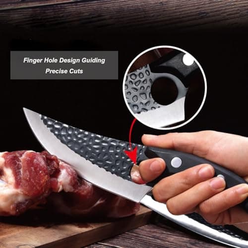 Fubinaty Japanese Chef's Knife Handmade Forged Kitchen Knives 6'' High Carbon Steel Full Tang Cooking Knife with Leather Sheath and Wooden Handle — view 5