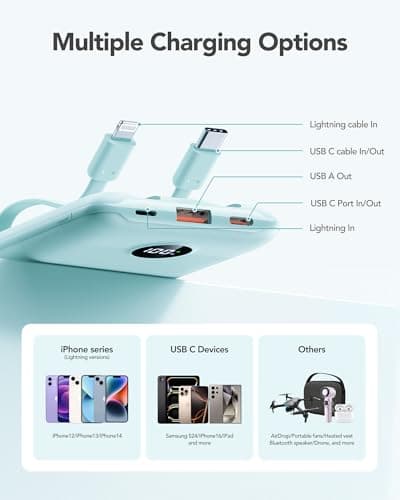 10000mAh Power Bank Fast Charging 22.5W WeeFancy With Built in Cables — view 6