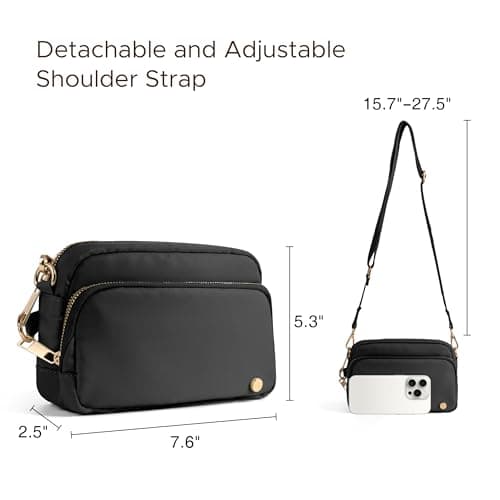 Anti Theft Crossbody Bag for Women, Slash-resistant RFID Blocking Travel Purses, Small Shoulder Bag Handbag, Nylon, Black — view 6