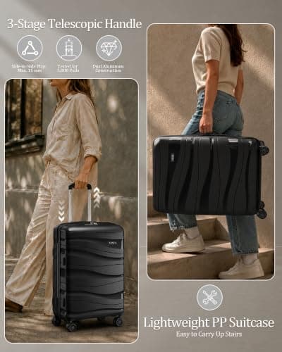 Kono Medium Suitcase 24 Inch, Durable Checked Luggage for Holiday Travel — view 3