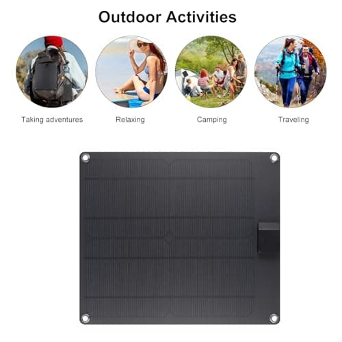 Qcwwy Solar Power Kit, PortableSolar Charger 15W Solar Panel Starter Kit Fast Charging Solar Panel Battery Charger with DC5521 Port Multifunction Solar Panel for Outdoor Travel (Black) — view 4
