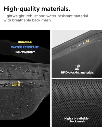 Spigen Life Klasden Waist Bag KD411 Belt Bag for Men and Women Belt Bag for Travel, Sports and Outdoor Activities - Black — view 3