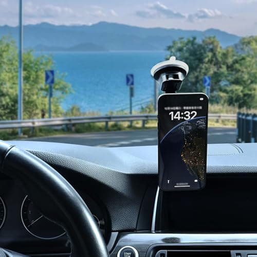 WYE 360° Rotatable Car Phone Mount for Dashboard & Windshield, Magnetic Car Holder with Extended Reach Telescopic Arm & Soft Silicone Carbon Finish for MagSafe iPhone & Android - Black — view 6