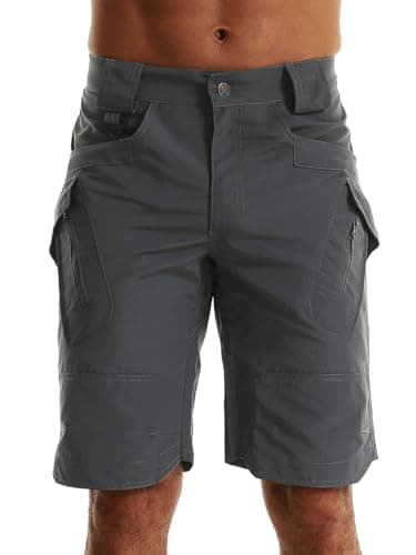 Men's Hiking Shorts Waterproof Tactical Cargo Short Pants Quick Dry Work Shorts with Multi Pockets(No Belt), Dark Grey, 34 — view 4