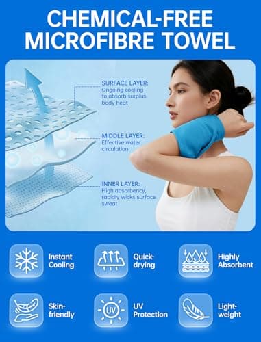 CHEMLUK Cooling Towels for Hot Weather: 100x30CM Instant Cool Towel for Neck Face UPF 50 Quick Dry Microfibre Ice Sweat Towel for Gym Sports Running Hiking Workout Travel — view 3