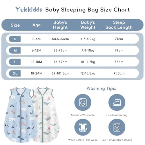 Yukkidds Baby Sleeping Bag 0.5 Tog, Summer Sleep Sack 0-6 Months — view 4