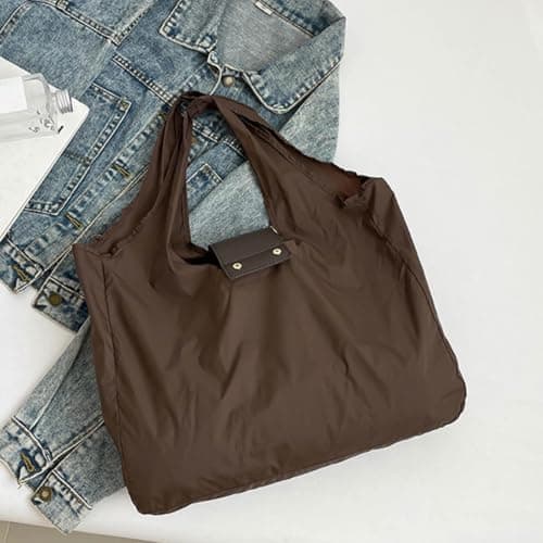 Foldable Keychain Tote Bag with Leather Pouch, Reusable Shopping Bags — view 5