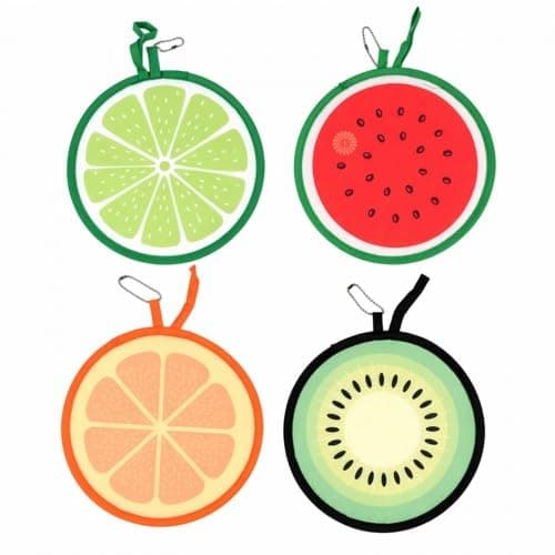 Meralo 4 Pcs Fruit Foldable Hand Fan, Portable Round Pop Up Folding Fans