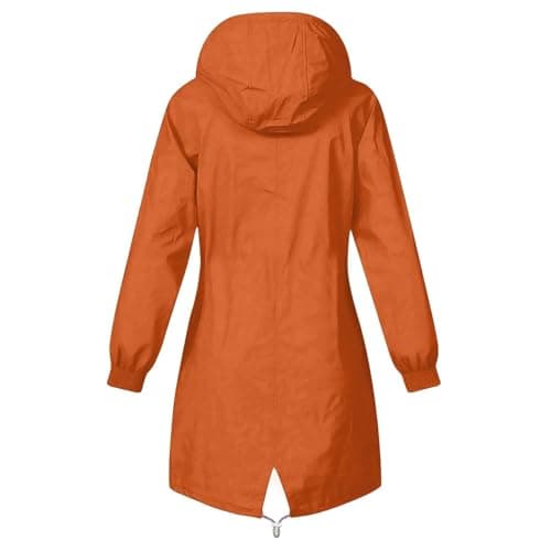 Gkojhj Women's Rain Jacket Lightweight Hooded Long Rain Coat Waterproof Jackets Functional Breathable Windbreaker Jacket Ladies Pack Away Active Outdoor Coats-1 — view 5
