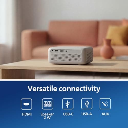 Philips NeoPix 106 Portable Projector LCD LED, 720p, 100 ANSI Lumens, Display up to 50 Inches, USB-C, HDMI, Automatic Keystone Correction, White — view 6