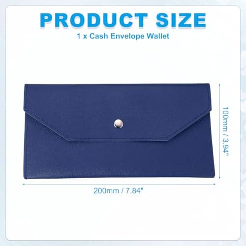 PATIKIL Cash Envelope Wallet, Budget Cash Holder Reusable Money Bag Pouch Leather Money Organizer Pouch for Men Women Receipt Check Bill Travel Graduation Holidays, Blue — view 2