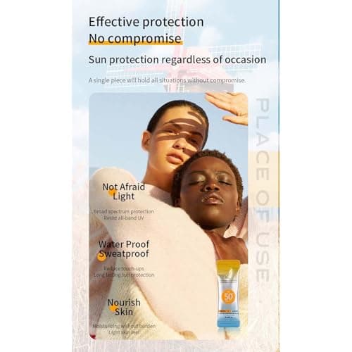 Pack of 50 Travel Size Sun Protection, Mini Sun Cream, Sweat-resistant and Extra Waterproof, Sunscreen Lotion with UVA/UVB Protection, Sunscreen with SPF 50+, for On the Go (3 Pieces) — view 3