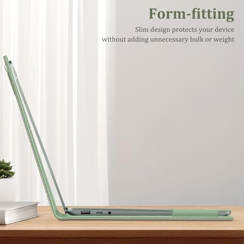 FINTIE Sleeve Case for 13.5 Inch Microsoft Surface Laptop 5/4/3/2 (Model: 1951/1868/1958/1950/1867/1769), Premium PU Leather Protective Folio Book Cover with Large Pocket, Sage — view 6