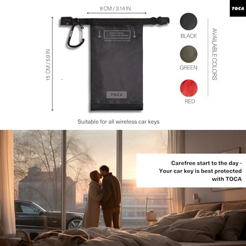 TOCA No Signal Sleeve - RFID Blocking Faraday Bag, Keyless Go & Smartphone/Laptop Protection, Data Privacy Shield, Water-resistant, Compact Black — view 4