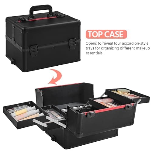 Yaheetech 4-in-1 Makeup Trolley with Lockable Compartments, Black — view 6
