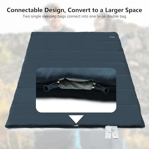 Naturehike Sleeping Bags for Adults, Lightweight Rectangular Spliceable 3 Season Sleeping Bag, for Outdoor Camping, Hiking Navy Blue — view 4
