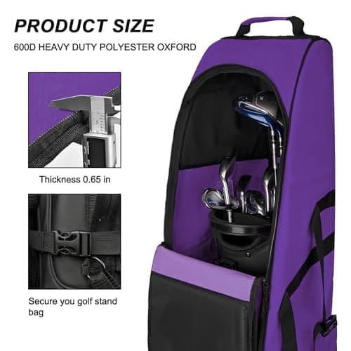 Goloni Golf Travel Bag with Wheels for Airlines, Heavy Duty Golf Club Travel Case, Water Resistant Golf Bag Cover for Air Travel, Portable Foldable Golf Luggage for Men Women — view 6