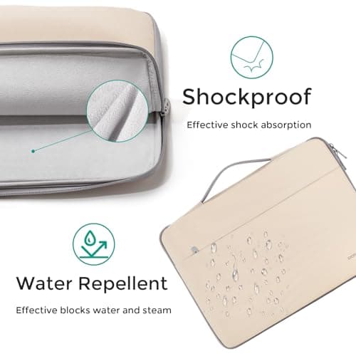 DOMISO 14 inch Laptop Case Sleeve Protective Cover Compatible with 15 inch MacBook Air M4 M3 M2,MacBook Pro,14-15 inch HP Dell ASUS Lenovo Chromebook,Waterproof Computer Cases Bag with Handle,Beige — view 5