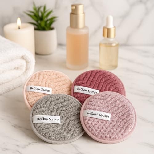 ReGlow Reusable Makeup Remover Pads (4 Pack) – Ultra Soft, Washable, Eco-Friendly Face Cleansing Pads – Gentle on Sensitive Skin – Removes Makeup with Water – Zero-Waste Beauty (Lavender Mist) — view 5