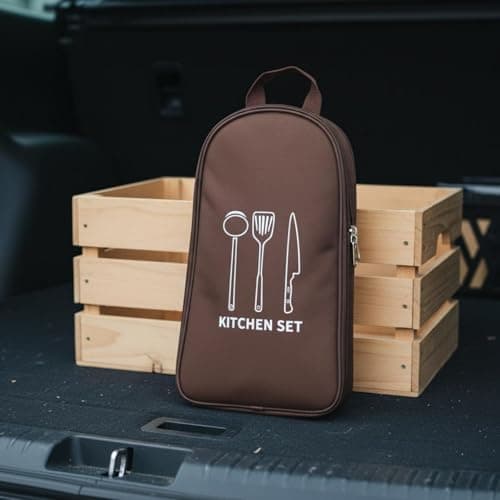 Fonowx Outdoor Kitchen Storage Utensil Organizer Bag Case Carrier with Padded Tool Protection and Multi Section Layout Suitable for Camping Hiking Travel, Beige — view 5