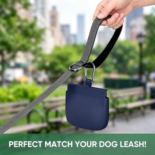 Silicone Dog Treat Pouch for Dog Training,One-Hand Access Dog Treat Bag,Dogs Training Treat Pouch with Hook Ring & Magnetic Closure,Portable Small Puppy Bag for Daily Walking,Training,Travel (Blue) — view 4