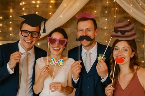 76pcs Photo Booth Props for Party – Selfie Props for Wedding, Hen Do, Baby Shower, Birthday – Fun Photobooth Party Props for Kids & Adults – Photo Booth Props Wedding, Photo Props Set — view 6