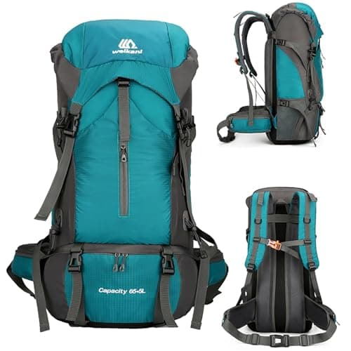 NTUOCAW 70L Hiking Backpack with Rain Cover Large Trekking Backpack for Men Women Waterproof Camping Rucksack Lightweight Backpacking for Outdoor Sports Travel Hiking Cycling Climbing Mountaineering — view 2
