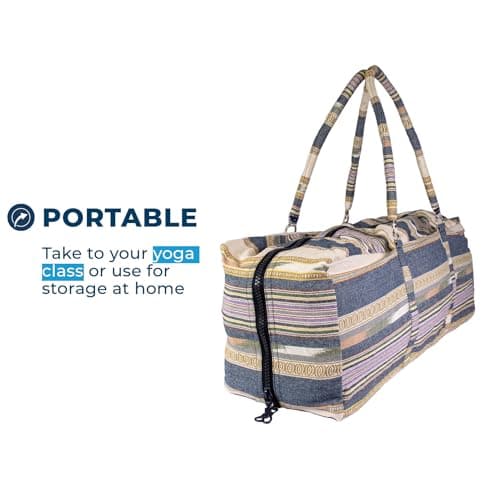 Yoga-Mad Deluxe Yoga Kit Bag | Full Zip Carrier with Storage Pockets | Pilates Unisex Bag, Stores Mat and Accessories | Suitable for Pilates, Yoga, Gym, Fits Most Mat Sizes (Blue) — view 3