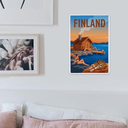 Finland Sauna Ice Lake Travel Winter Arctic Metal Tin Sign — view 3