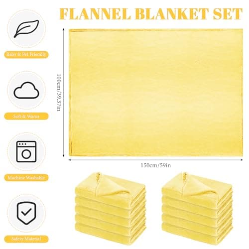 10 Pack Nursery Cot Blankets, 100 x 150 cm Yellow Soft Flannel Nap Blankets — view 2