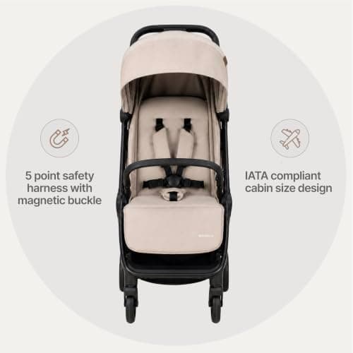 Babymore Yara Baby Stroller - One Touch fold, Lightweight, Cabin Size (Latte) — view 4