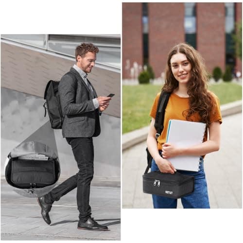 HOTUT Lunch Insulated Bag Small with Handle, Tote Cool Reusable, Portable Thermal Cooler Box for Men Women Kids, Thermal Lunch Tote Bags for Work School Packed Sandwich — view 6