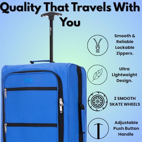 ATX Luggage 55x40x20 Backpack Suitcase 2-in-1 Ryanair Approved Cabin Luggage | Travel Bag & Wheeled Carry-On | Lightweight | 1.76kg, 44L | Black — view 3
