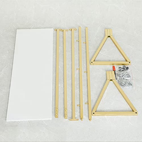 Ethemiable Clothes Store Simple Rolling Garment Rack with Wheels,Storage Shoe Bag Clothing Display Stands,Office Organization Shelf,Home Dress Hanging Shelves（Gold with Wood Board, 47.2" L） — view 4