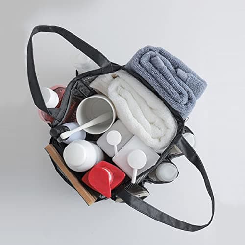 Pebipoo Mesh Shower Caddy Bag, Quick Dry Portable Tote Bag and Inner Pocket With 8 Pockets for Dorms Bathroom, Swimming, Gym, Beach, Travel (Gray) — view 5