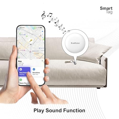 KamKorda Smart Tag Tracker, Bluetooth Key Finder, GPS Tracker Tag for Keys, Wallet, Pets, Luggage Tracking Device Compatible with iOS – White (White - 1 Pack) — view 6
