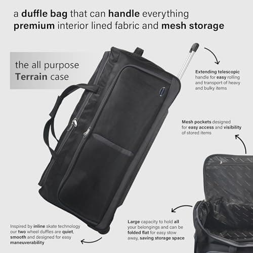 Aerostar 28" Medium Lightweight Duffle 2 Wheel Travel Bag Holdall Suitcase Check-in Luggage All Terrain (101L, Grey on Black) — view 4