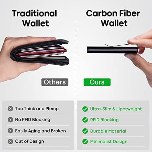 Carbon Fiber Wallet, RealPlus RFID Blocking Card Holder for Men, Minimalist Money Clip-Gifts for Men, Fathers, Boyfriends Birthday — view 2