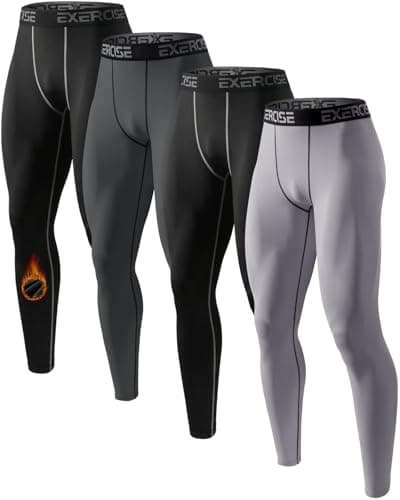 Orrfreer 4 Pack Men's Thermal Underwear Trousers Long Johns Fleece Lined Thermal Leggings Warm Compression Pants Base Layer Leggings for Ski Running Outdoors Black/Charcoal/Black/Grey M